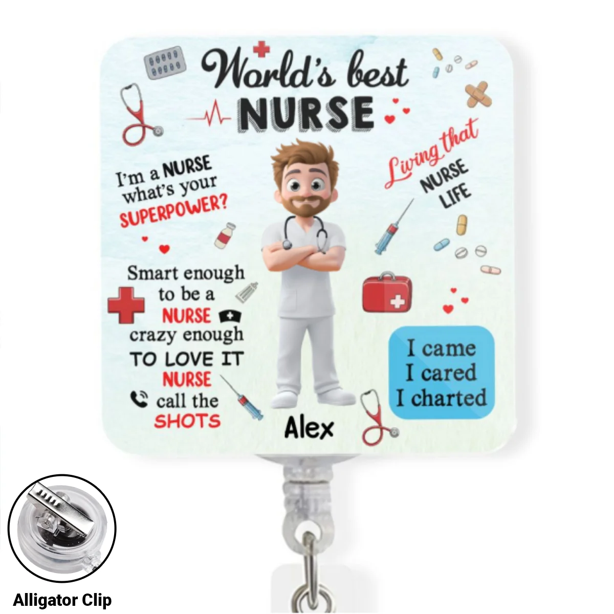 I Am A Nurse - Personalized Custom Acrylic Badge Reel - Image 7