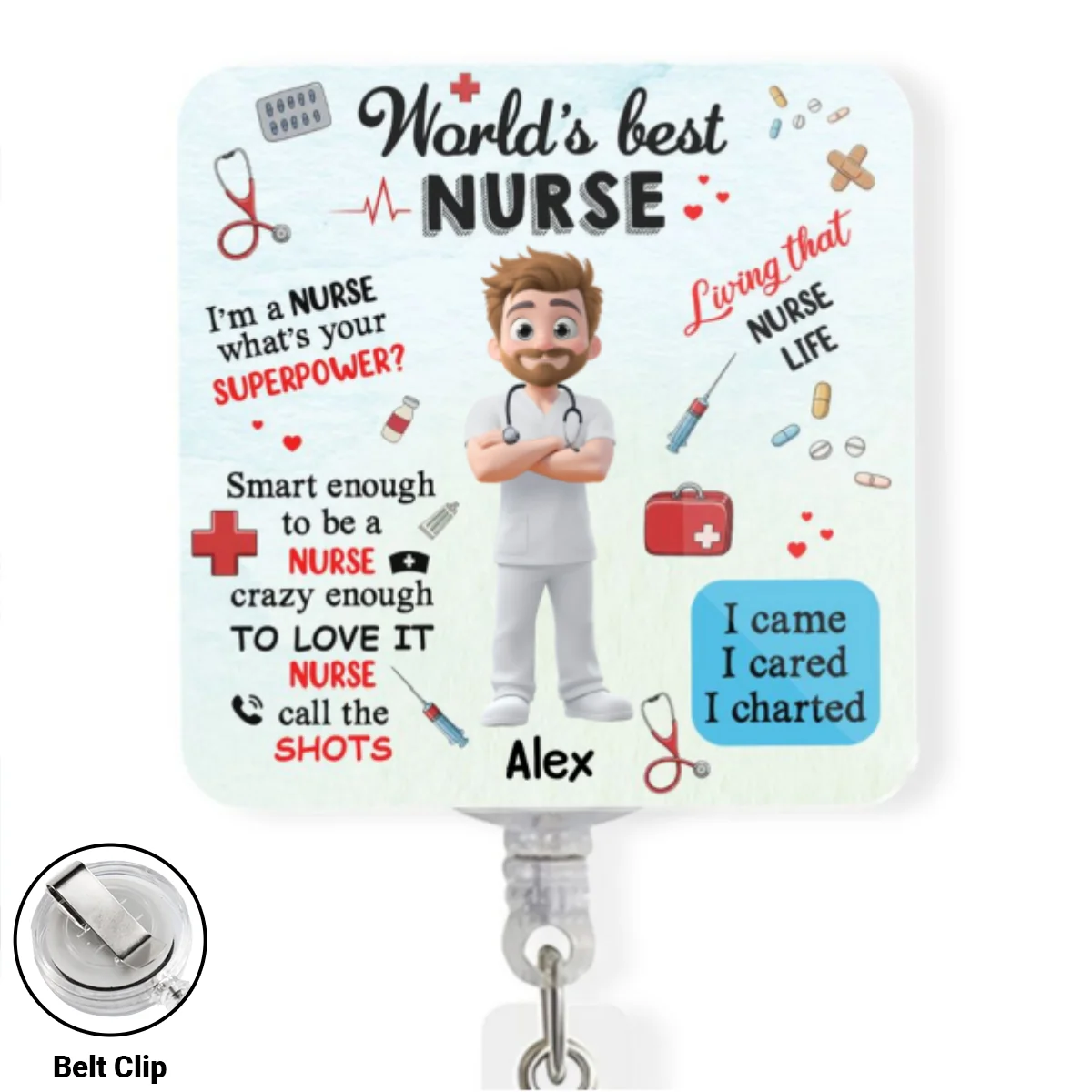I Am A Nurse - Personalized Custom Acrylic Badge Reel - Image 8