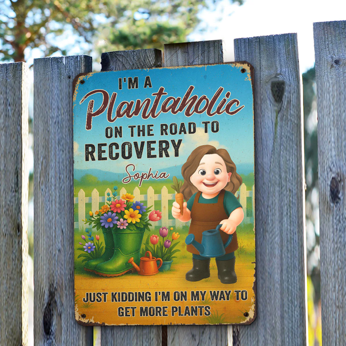 I Am A Plantaholic - Personalized Custom Metal Sign - Image 2