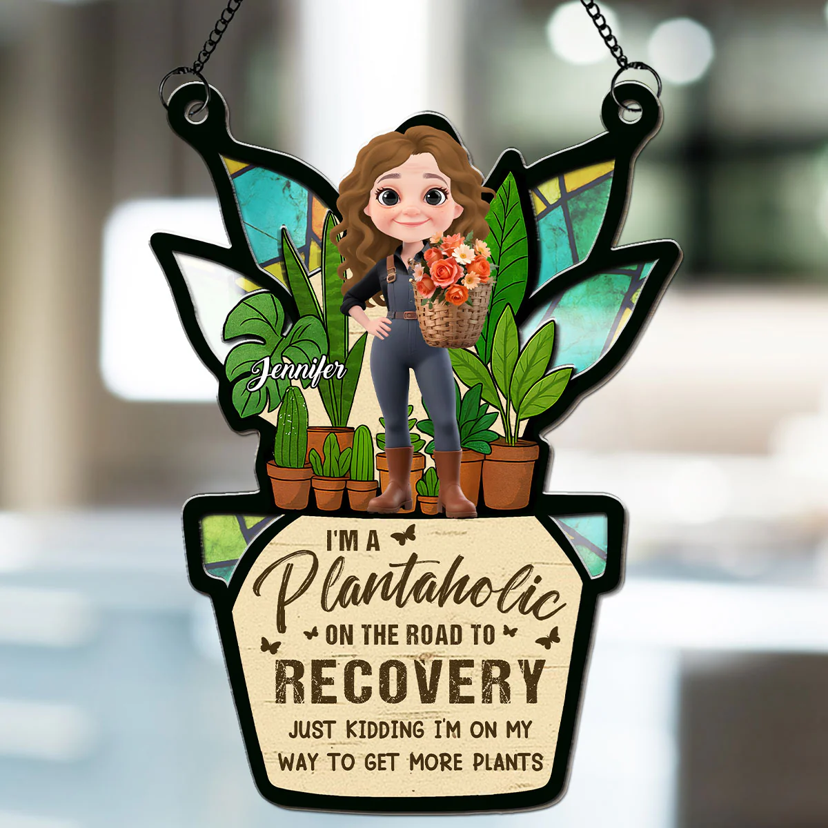 I Am A Plantaholic - Personalized Custom Suncatcher - Image 4