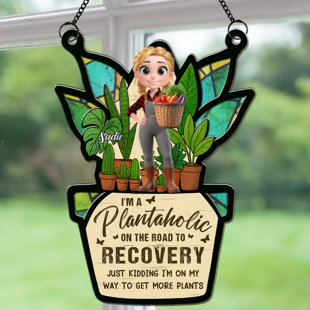 I Am A Plantaholic - Personalized Custom Suncatcher - Image 6