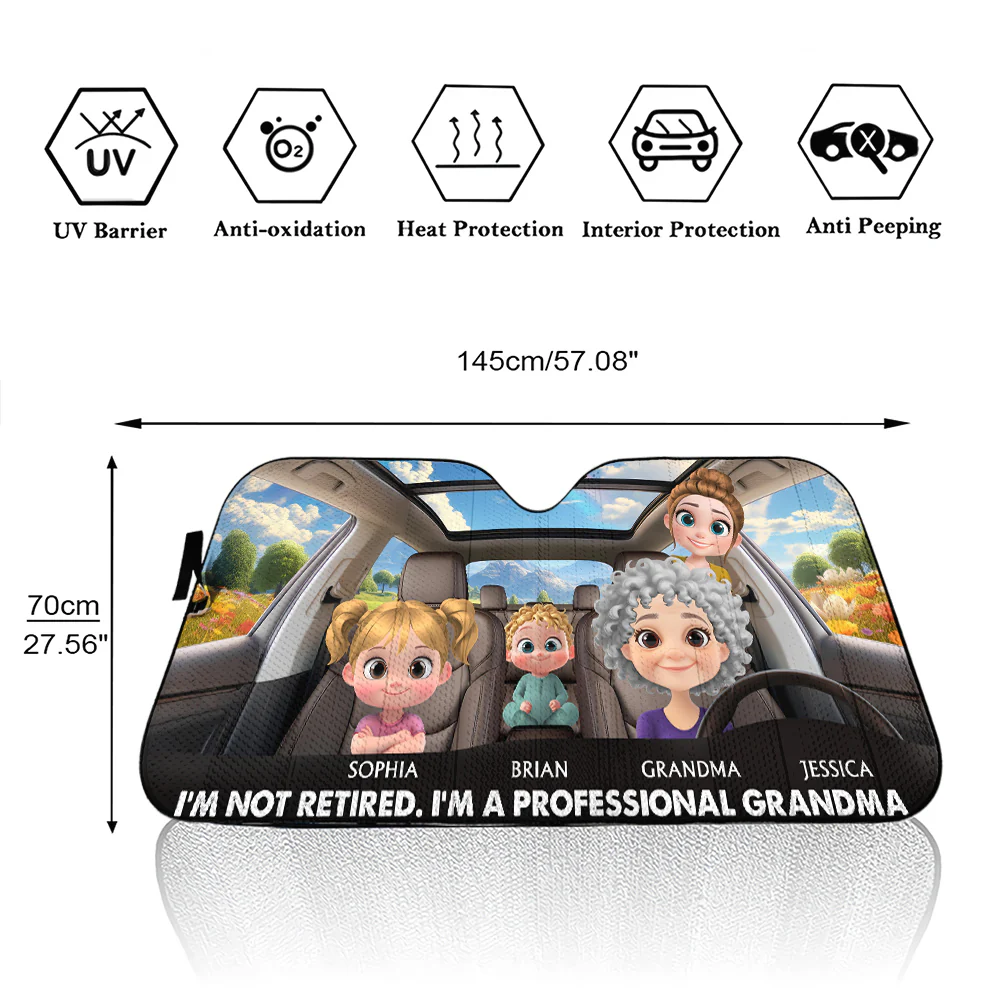 I Am A Professional Grandma - Personalized Custom Car Sunshade - Image 3