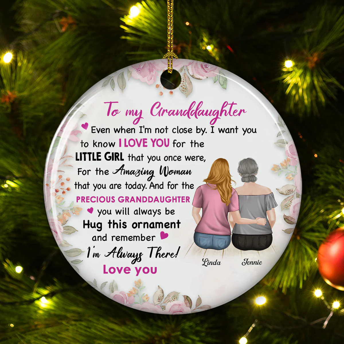 I Am Always There - Personalized Custom Circle Ceramic Ornament - Image 2
