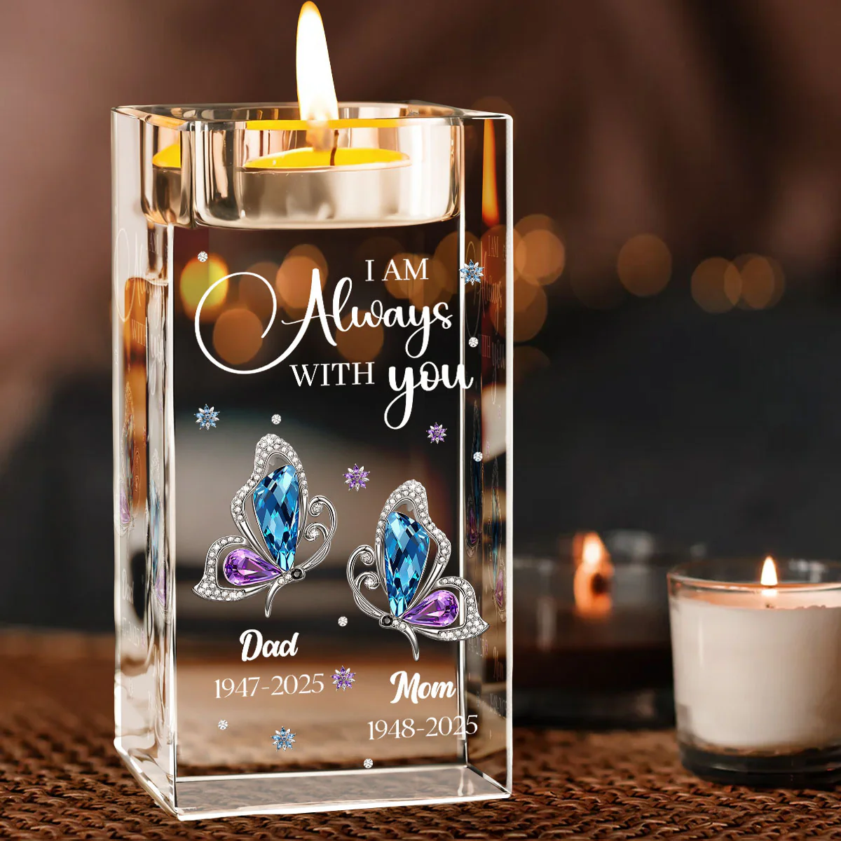 I Am Always With You - Personalized Custom Crystal Candle Holder - Image 2