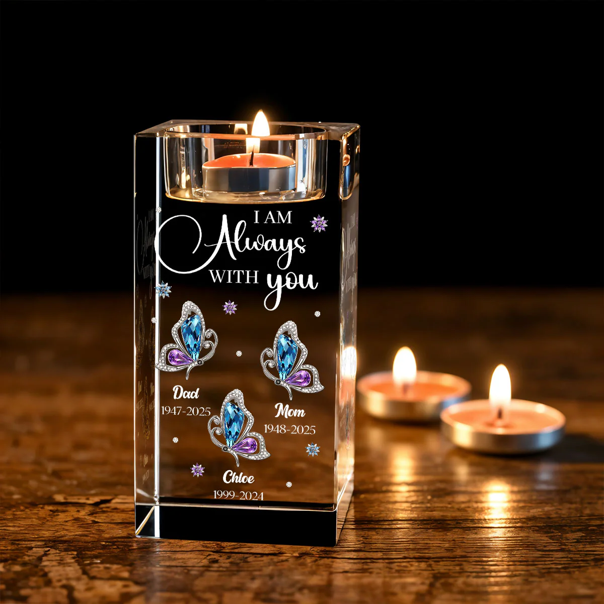 I Am Always With You - Personalized Custom Crystal Candle Holder - Image 5