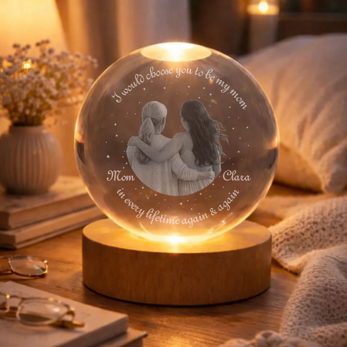 I Am Always With You - Personalized Custom Crystal Globe Lamp - Image 5