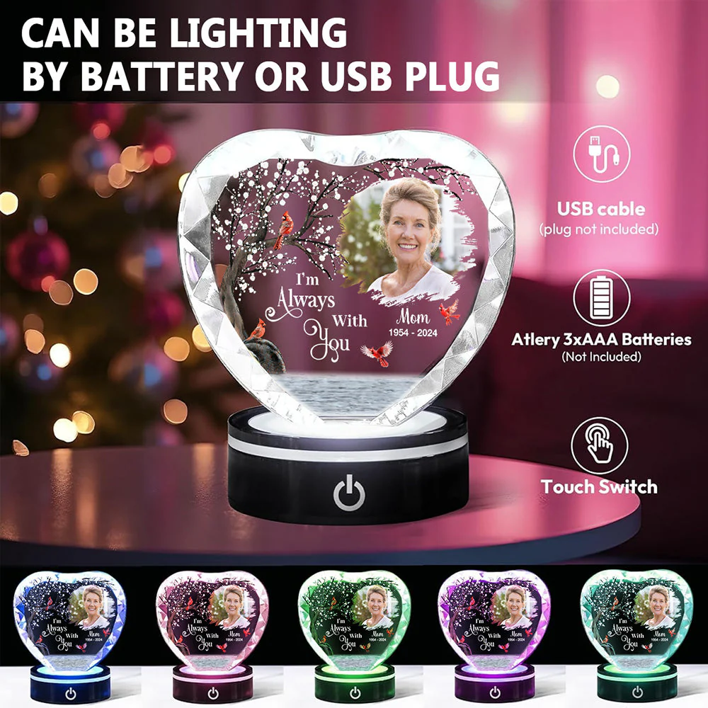 I Am Always With You - Personalized Custom Crystal Led Light - Image 2