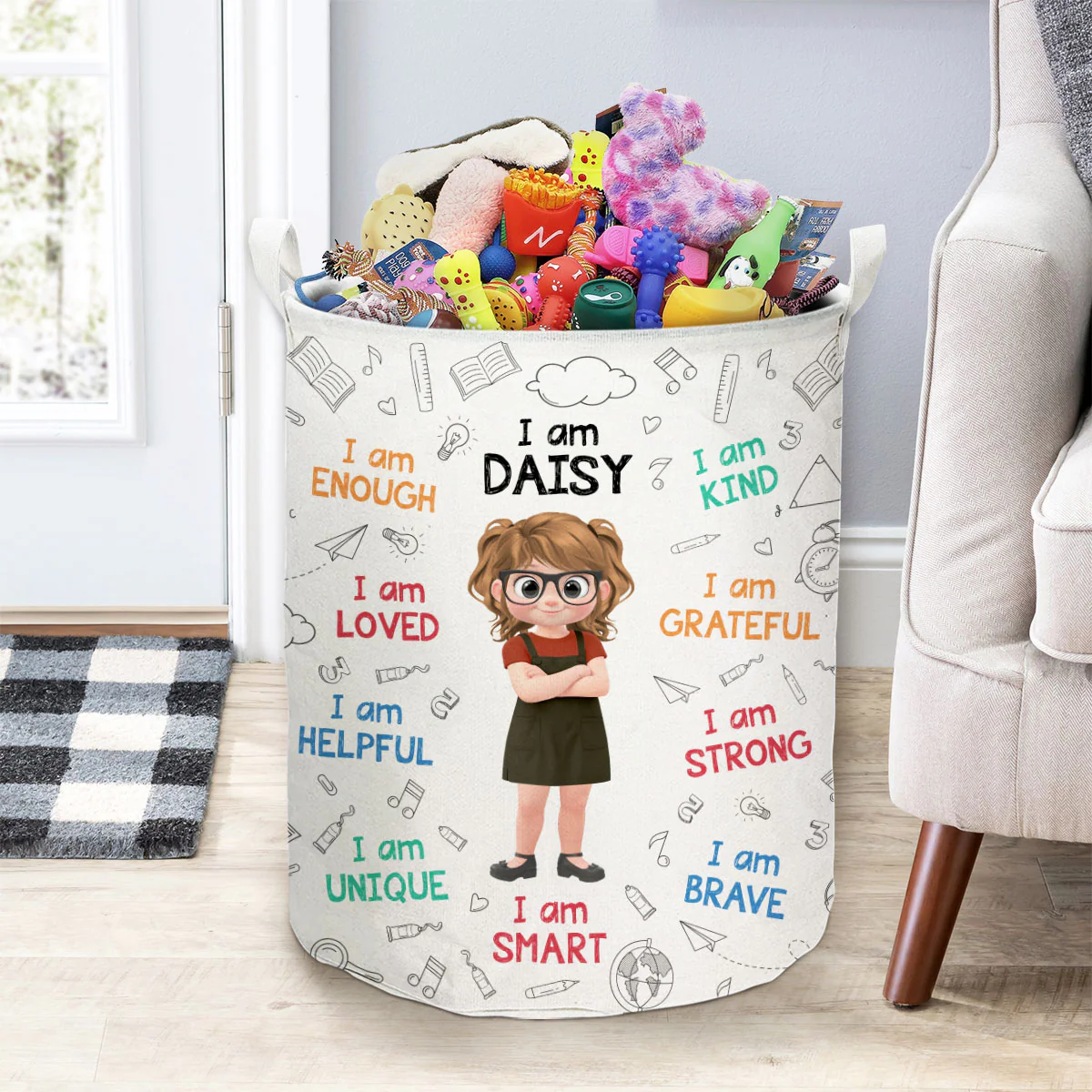 I Am Grateful - Personalized Custom Laundry Basket - Image 2