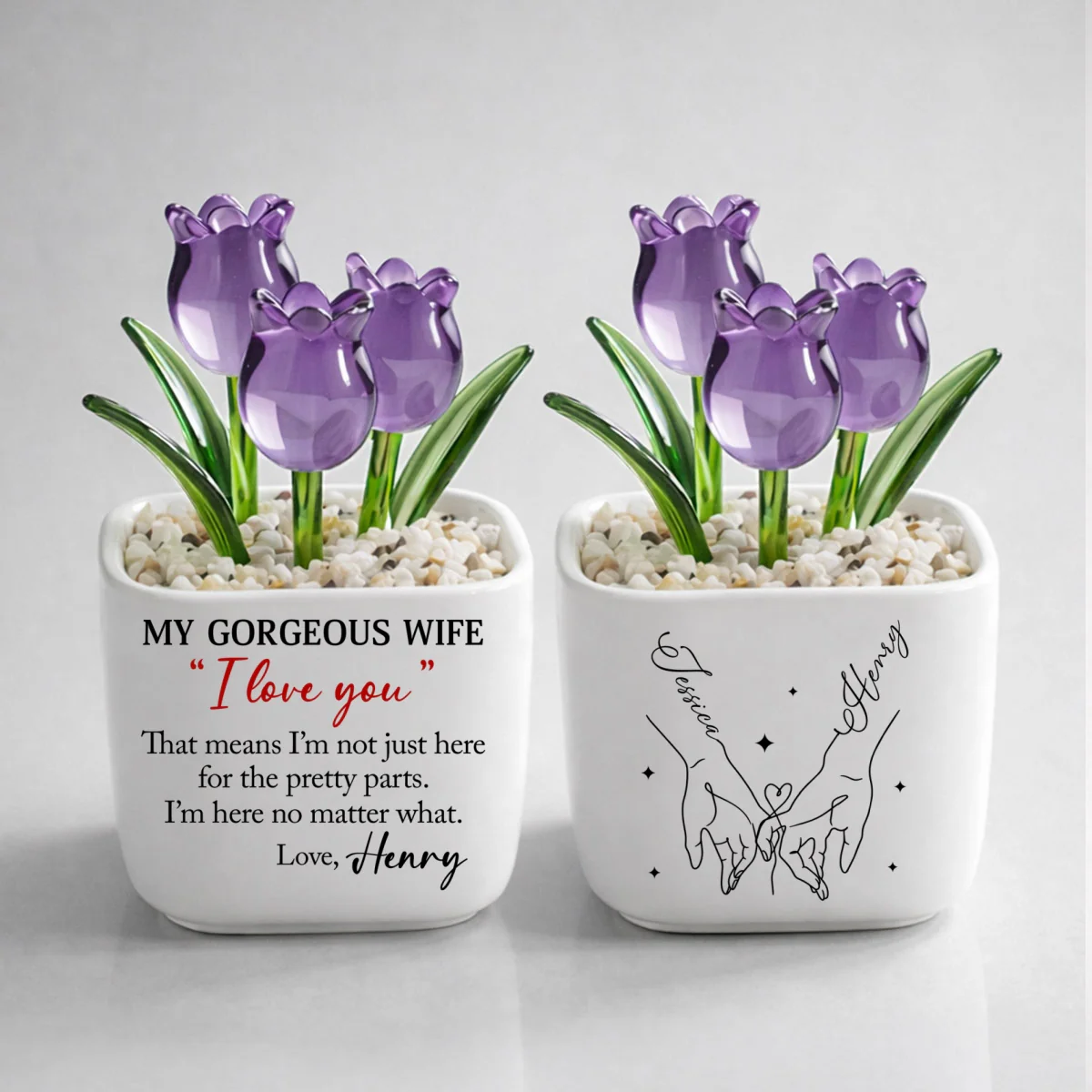 I Am Here For You - Personalized Custom Glass Everlasting Tulips - Image 8