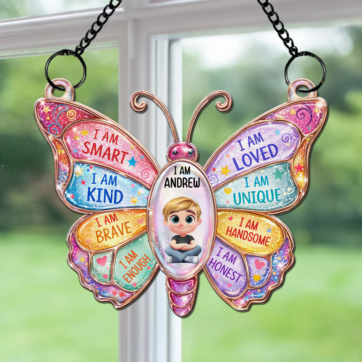I Am Loved Gift For Grandkids - Personalized Custom Suncatcher - Image 2