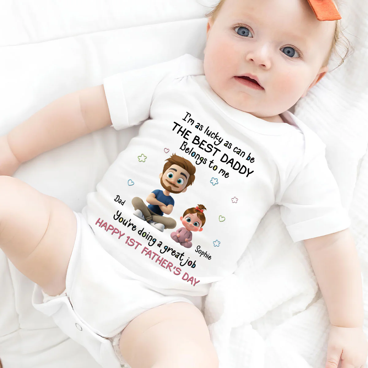 I Am Lucky Dad - Personalized Custom Baby Onesie - Image 2