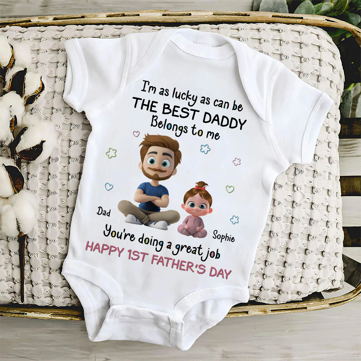 I Am Lucky Dad - Personalized Custom Baby Onesie - Image 4