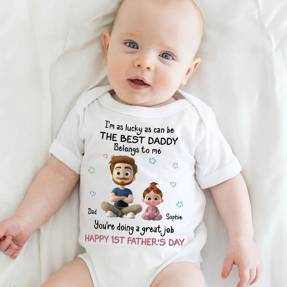 I Am Lucky Dad - Personalized Custom Baby Onesie - Image 5
