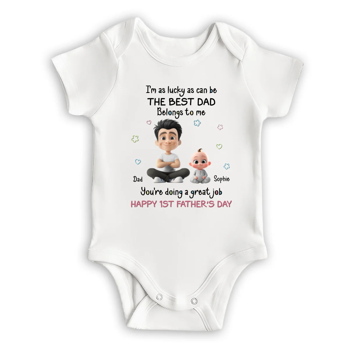 I Am Lucky Dad - Personalized Custom Baby Onesie - Image 6