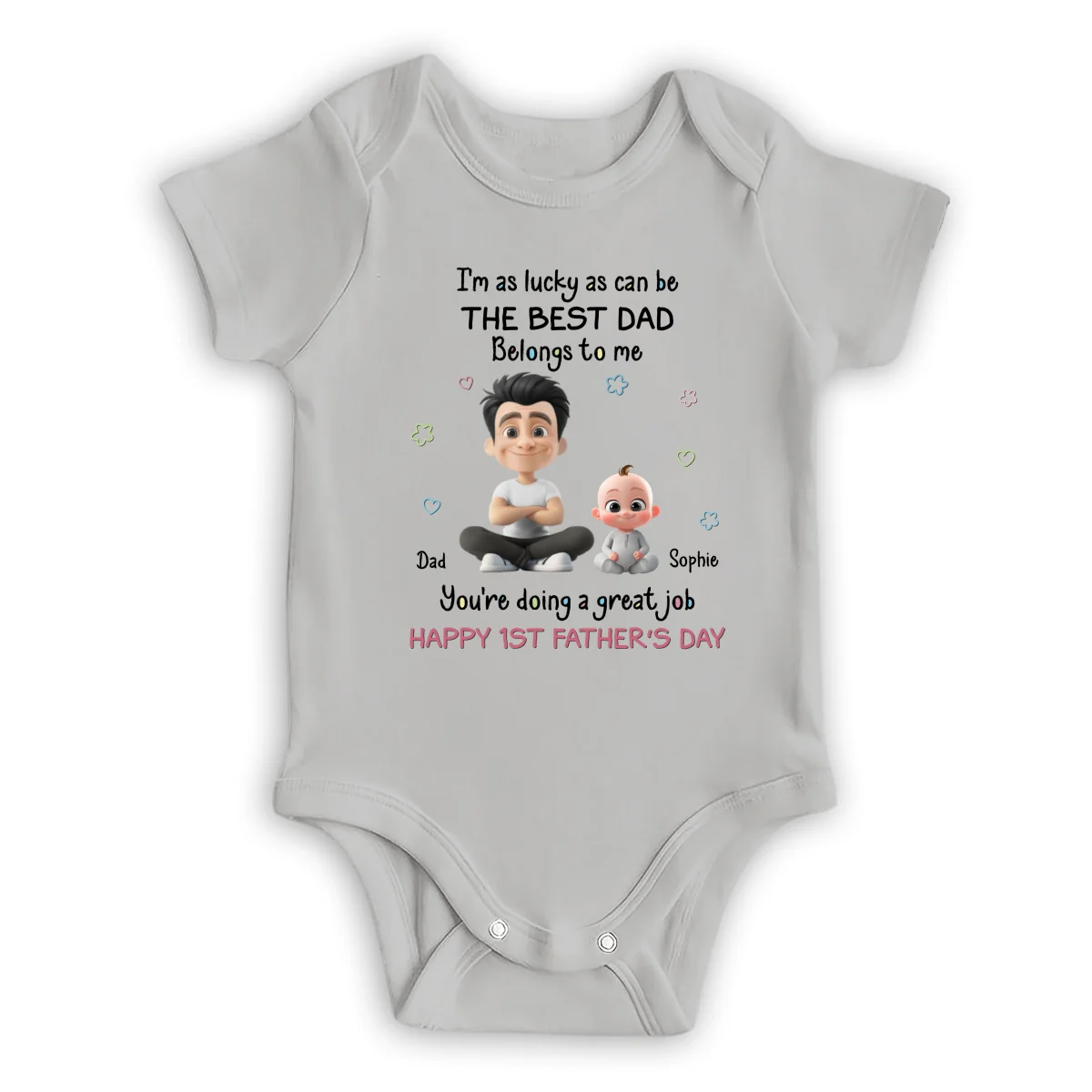 I Am Lucky Dad - Personalized Custom Baby Onesie - Image 7