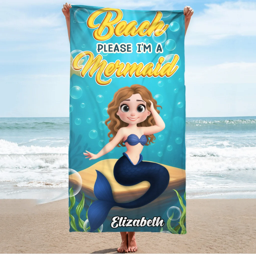 I Am Mermaid - Personalized Custom Beach Towel - Image 5