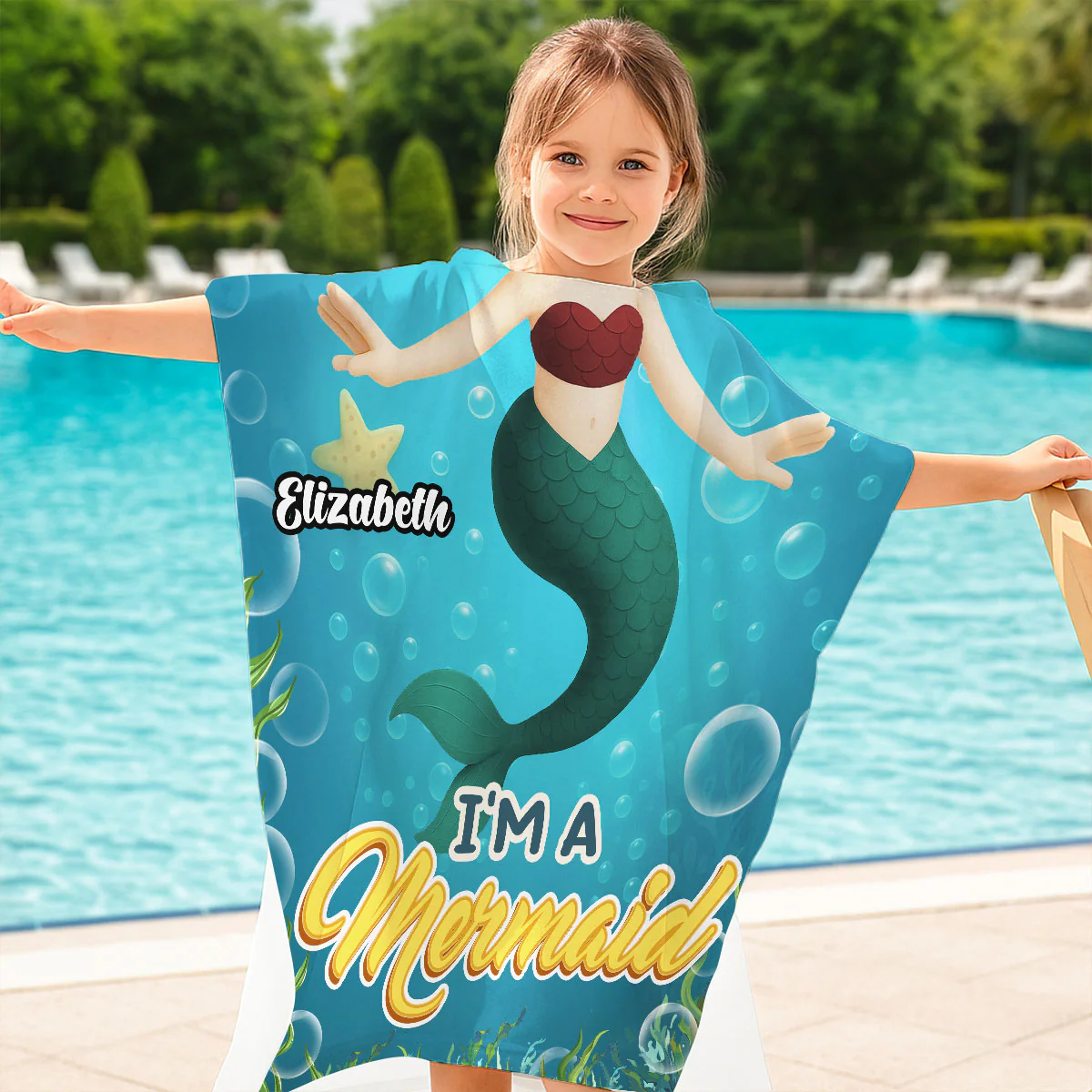 I Am Mermaid - Personalized Custom Hooded Beach Towel - Image 2