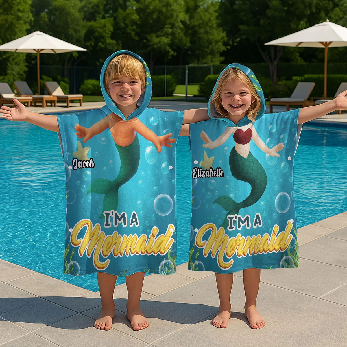 I Am Mermaid - Personalized Custom Hooded Beach Towel - Image 3