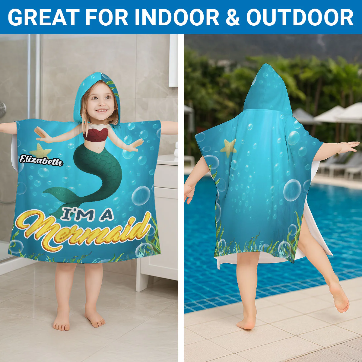 I Am Mermaid - Personalized Custom Hooded Beach Towel - Image 4