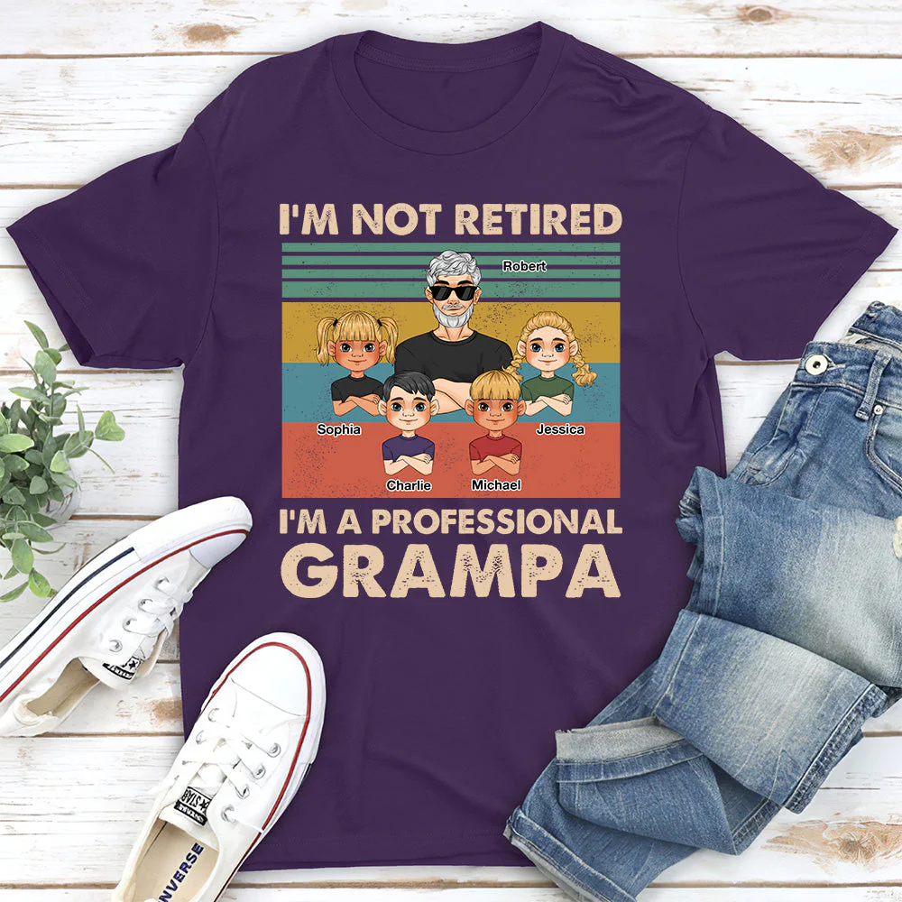 I Am Not Retired I Am A Professional Grandpa 2 - Personalized Custom Shirt - Image 3