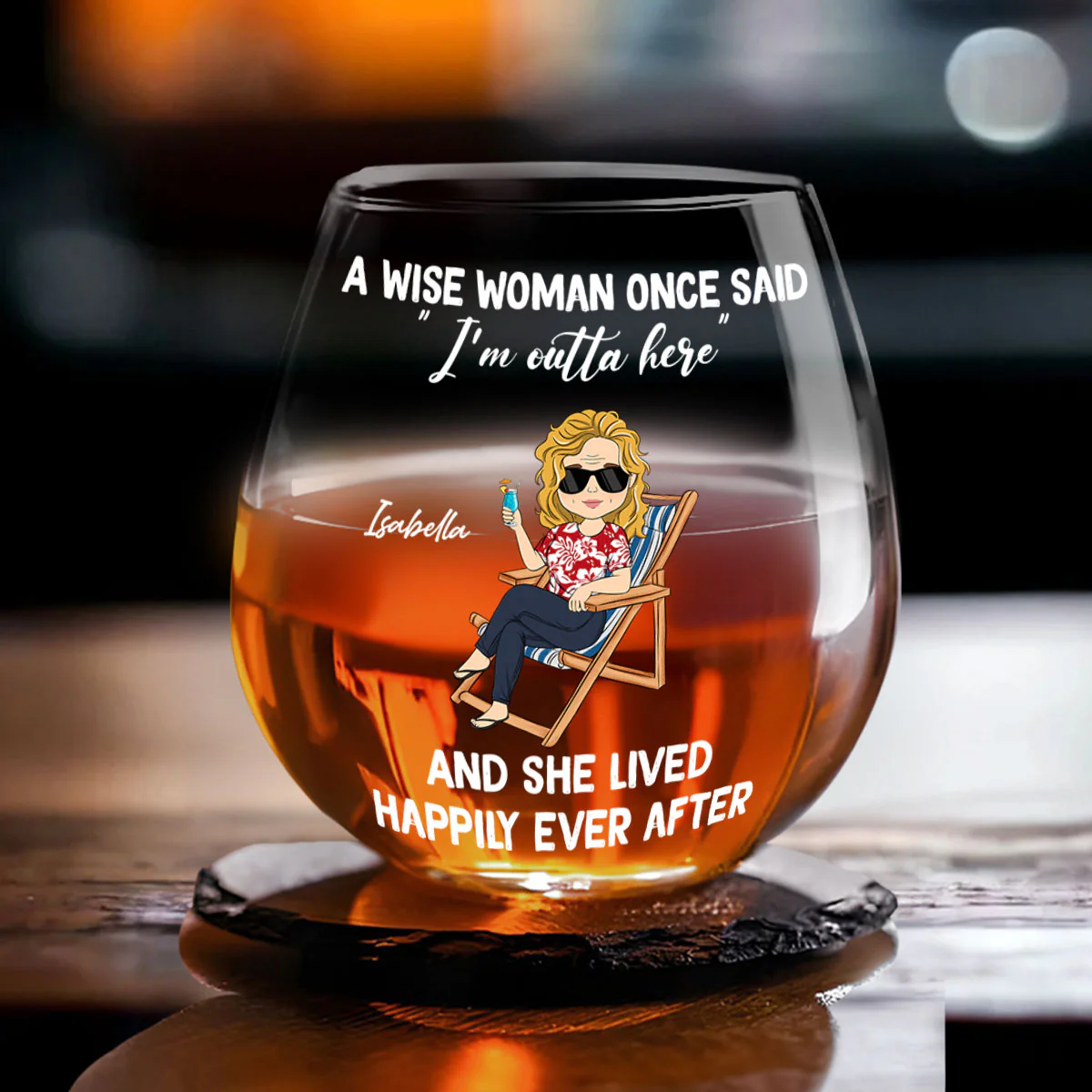 I Am Outta Here Happy Retirement - Personalized Custom Wine Glass - Image 3