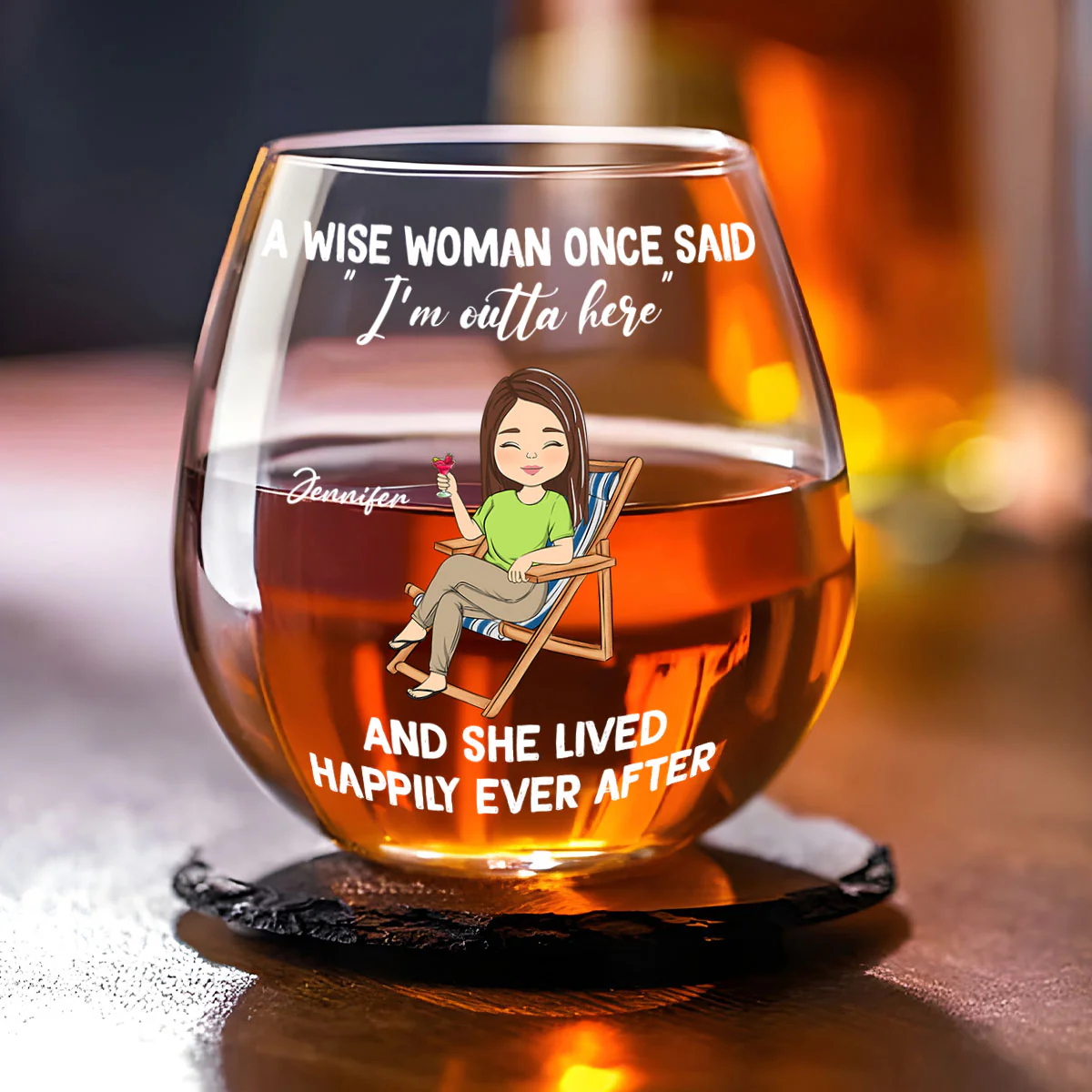 I Am Outta Here Happy Retirement - Personalized Custom Wine Glass - Image 4