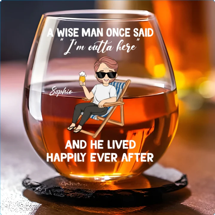 I Am Outta Here Happy Retirement - Personalized Custom Wine Glass - Image 5