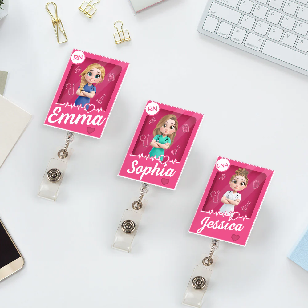 I Am Proud Nurse - Personalized Custom Acrylic Badge Reel - Image 3