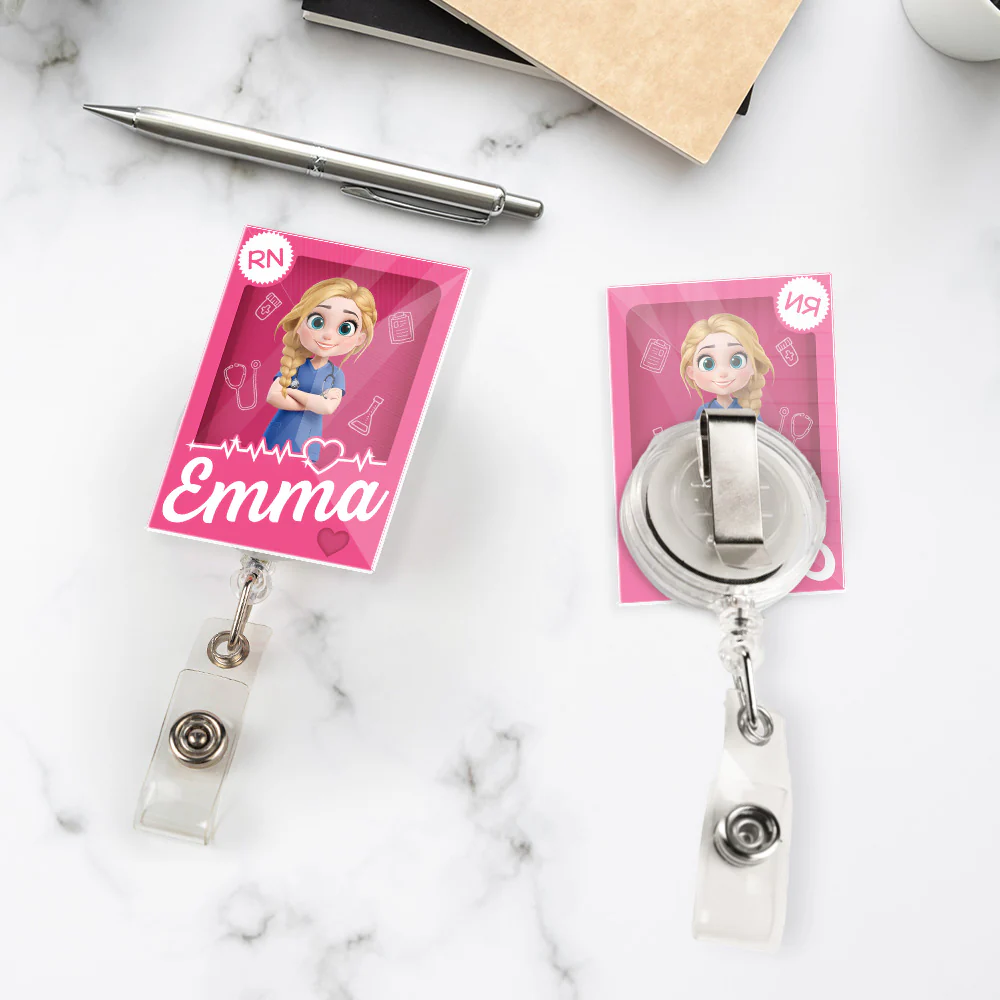 I Am Proud Nurse - Personalized Custom Acrylic Badge Reel - Image 4
