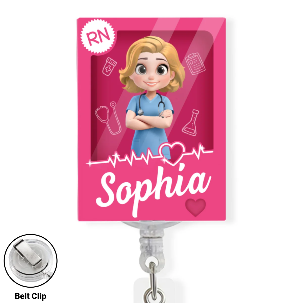 I Am Proud Nurse - Personalized Custom Acrylic Badge Reel - Image 8