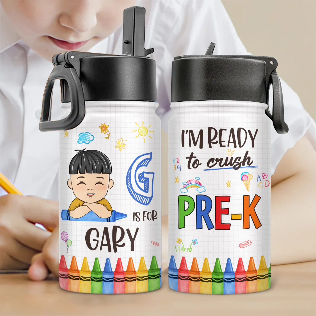 I Am Ready To Crush School - Personalized Custom Kids Water Bottle - Image 3