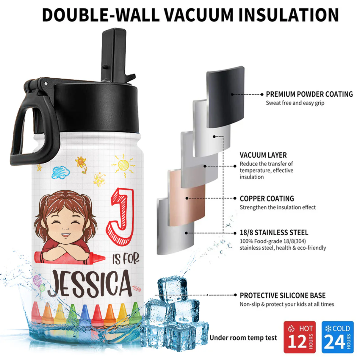 I Am Ready To Crush School - Personalized Custom Kids Water Bottle - Image 5