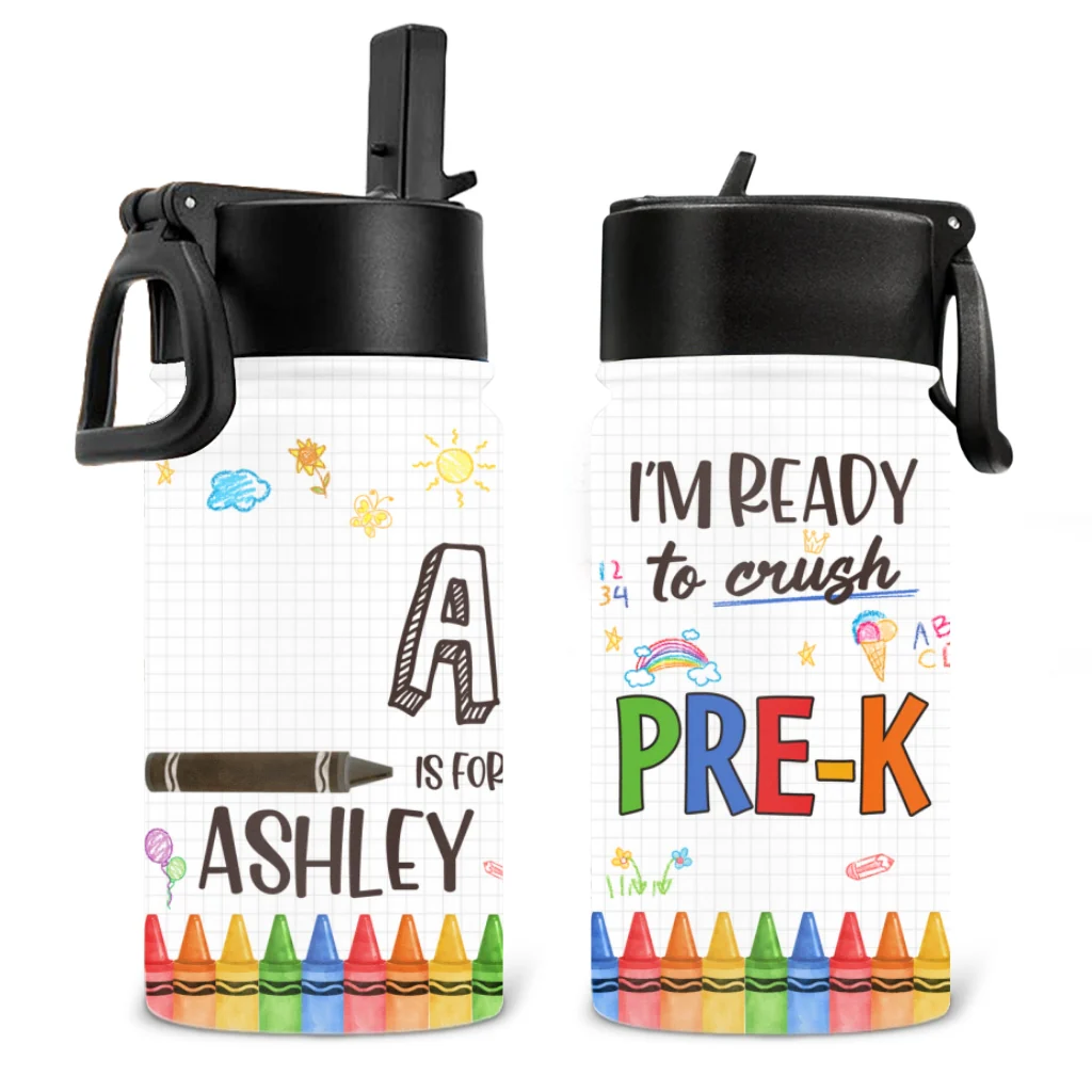 I Am Ready To Crush School - Personalized Custom Kids Water Bottle - Image 6