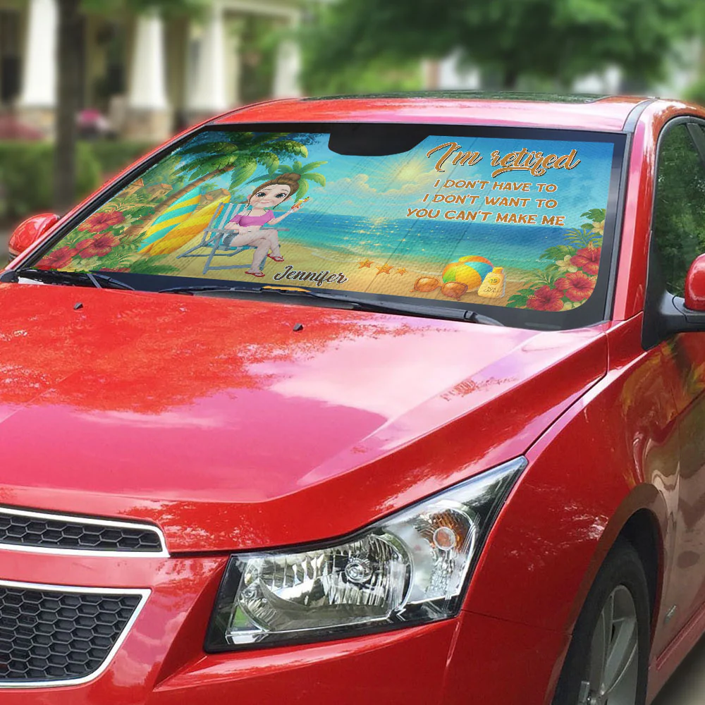 I Am Retired I Do Not Care - Personalized Custom Car Sunshade - Image 2