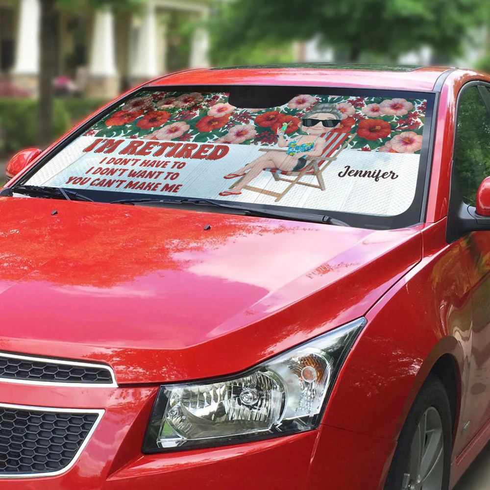 I Am Retired - Personalized Custom Car Sunshade - Image 3