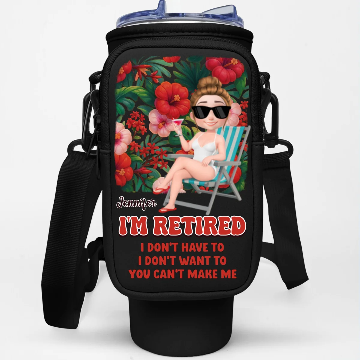 I Am Retired - Personalized Custom Water Bottle Carrier Bag - Image 14