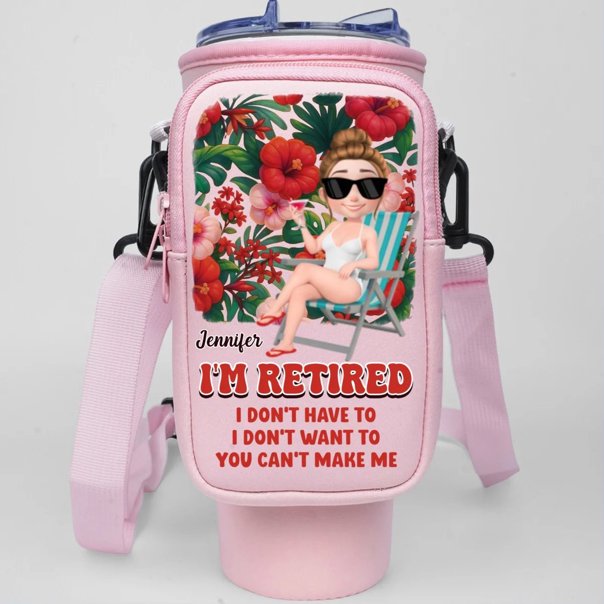 I Am Retired - Personalized Custom Water Bottle Carrier Bag - Image 15