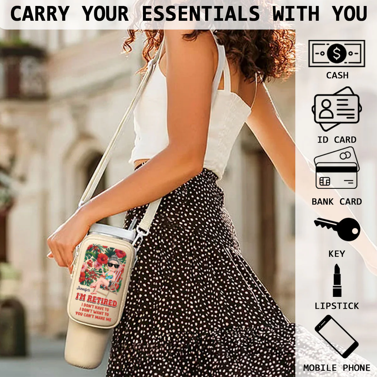 I Am Retired - Personalized Custom Water Bottle Carrier Bag - Image 8