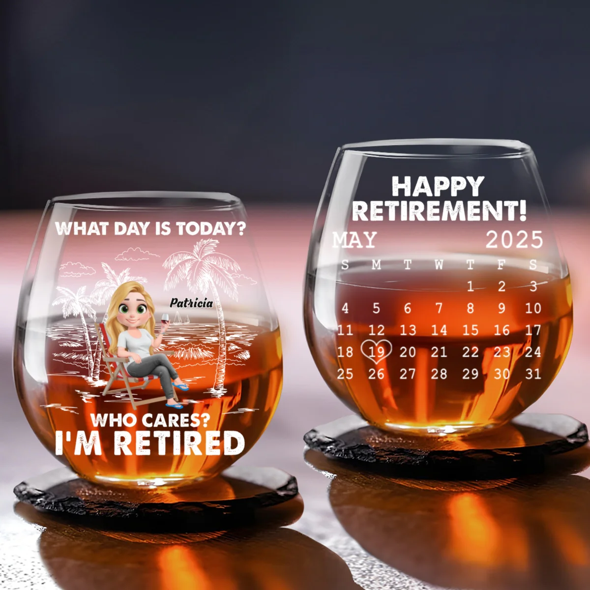 I Am Retired - Personalized Custom Wine Glass - Image 5