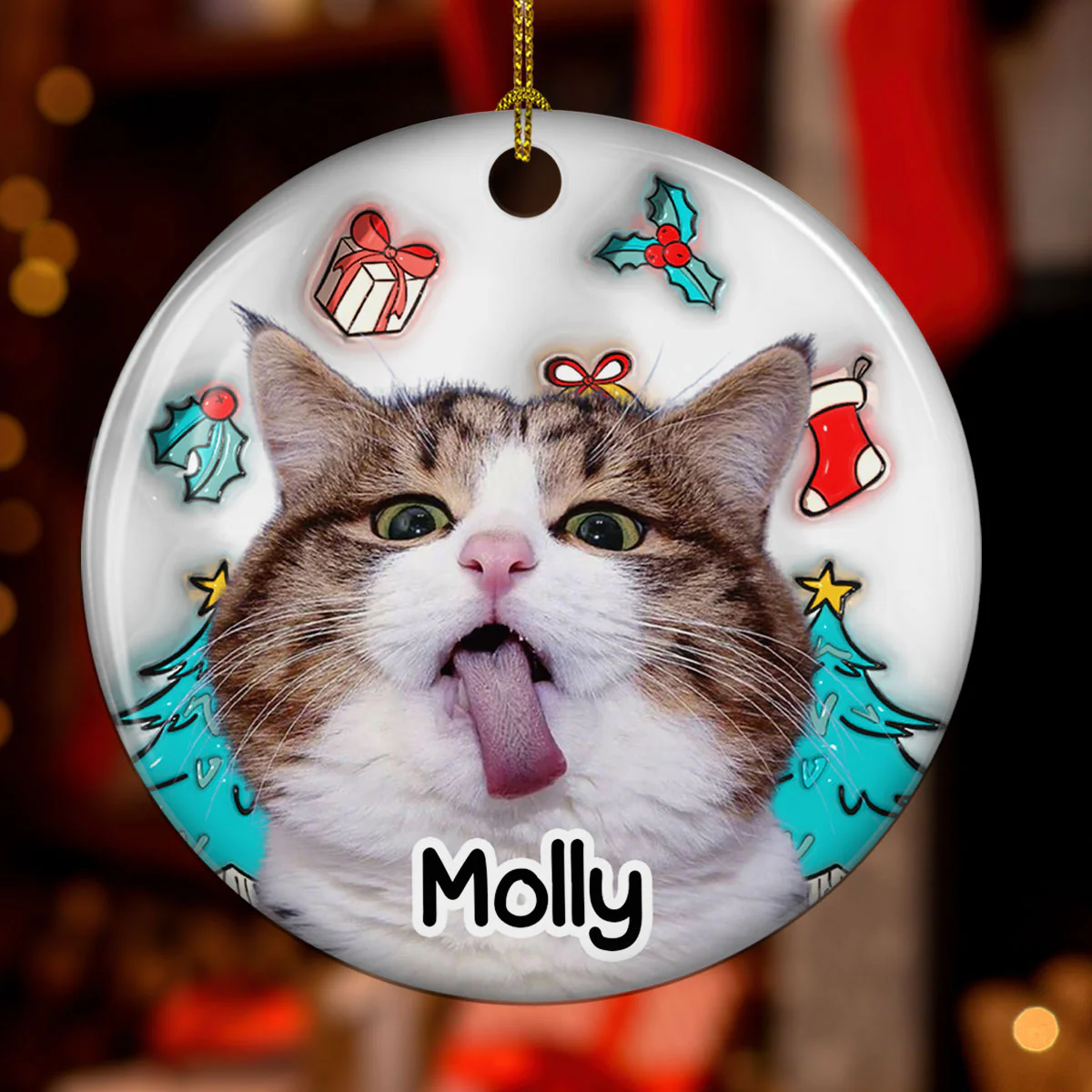 I Am Santa Photo - Personalized Custom 3D Inflated Effect Ceramic Ornament - Image 3