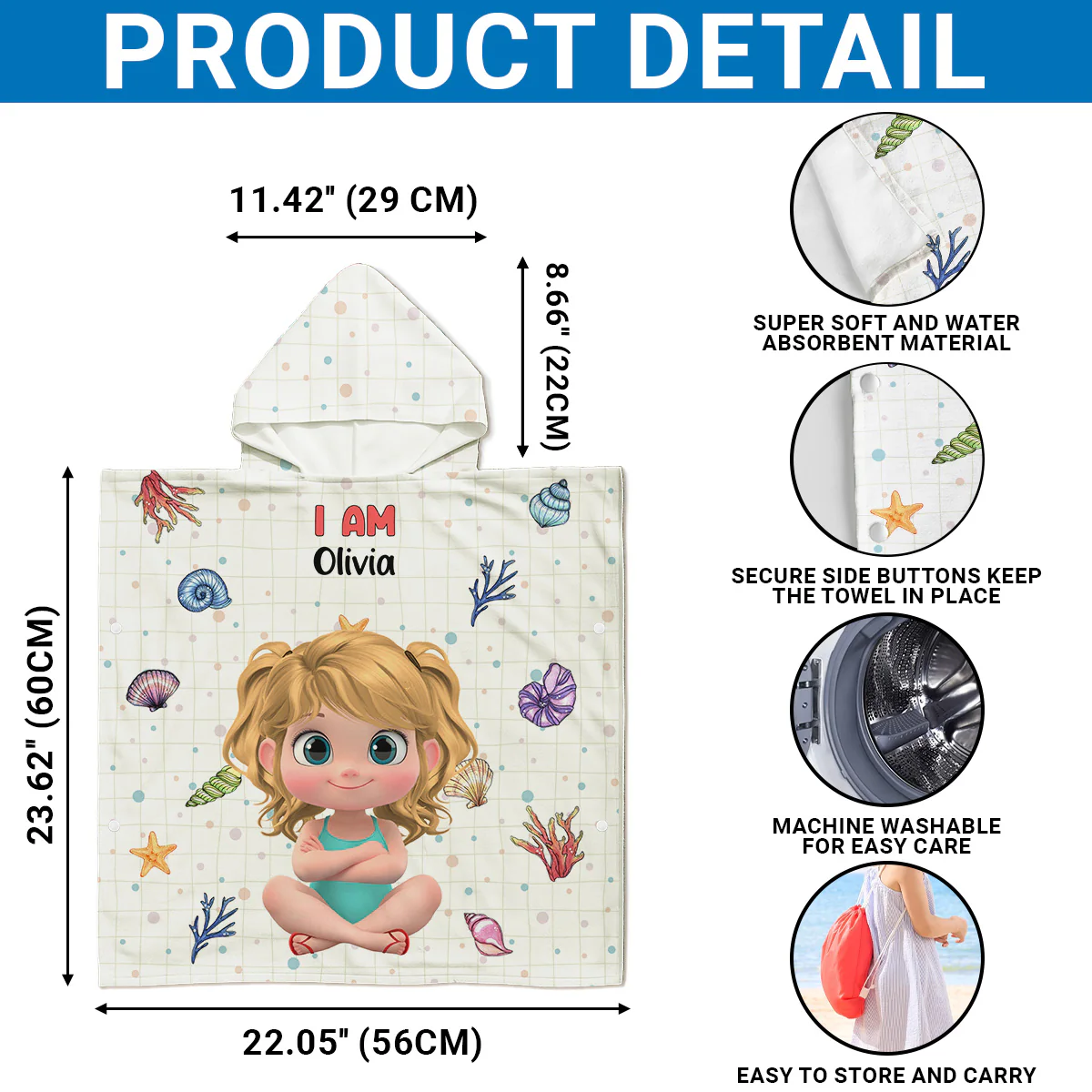 I Am Smart - Personalized Custom Hooded Beach Towel - Image 7
