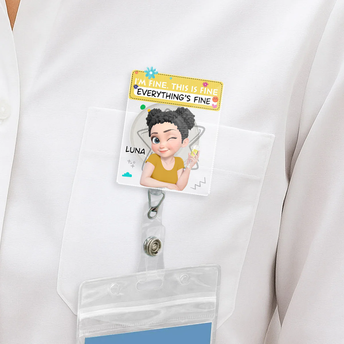 I Am Trying My Best - Personalized Custom Acrylic Badge Reel - Image 6