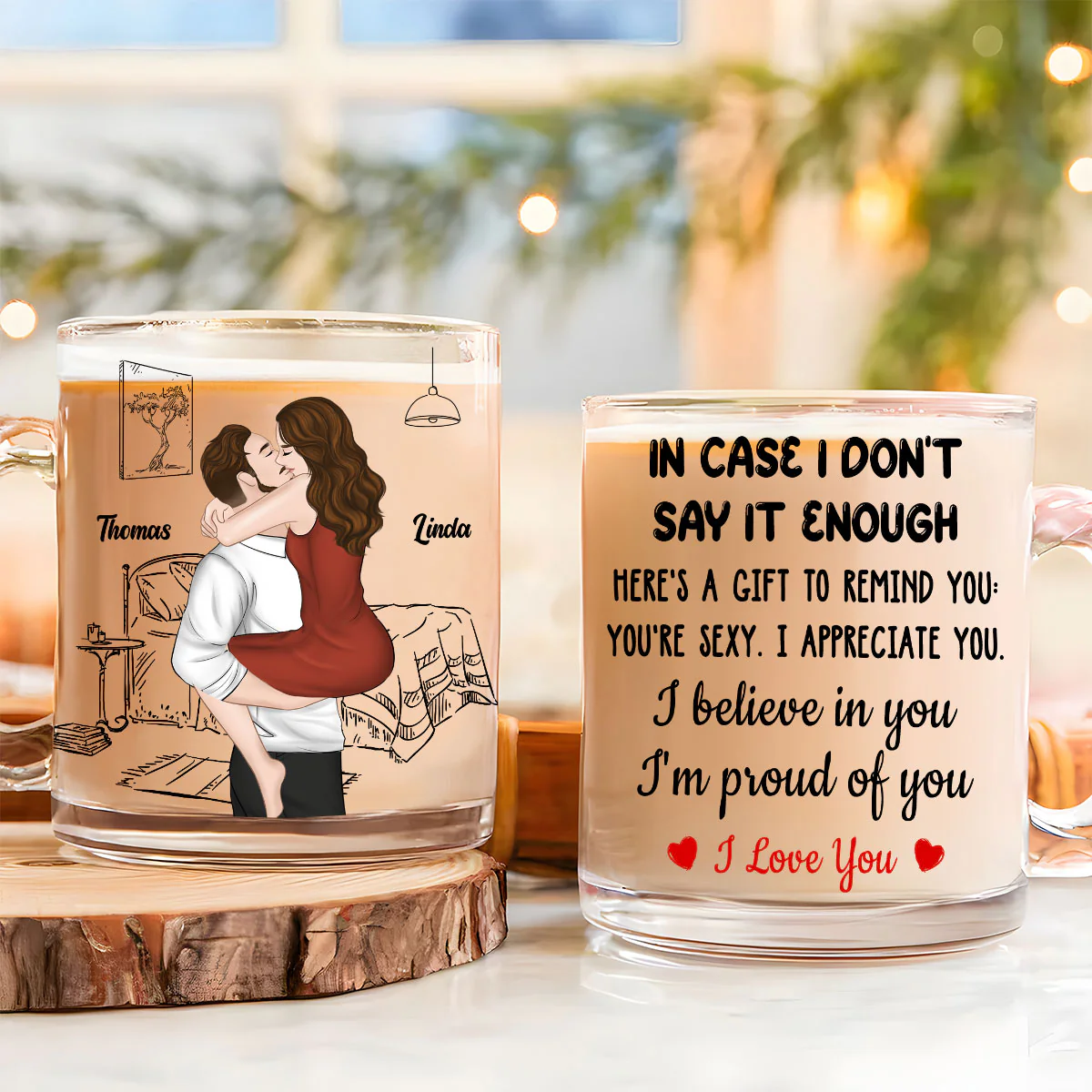 I Believe In You - Personalized Custom Glass Mug - Image 2
