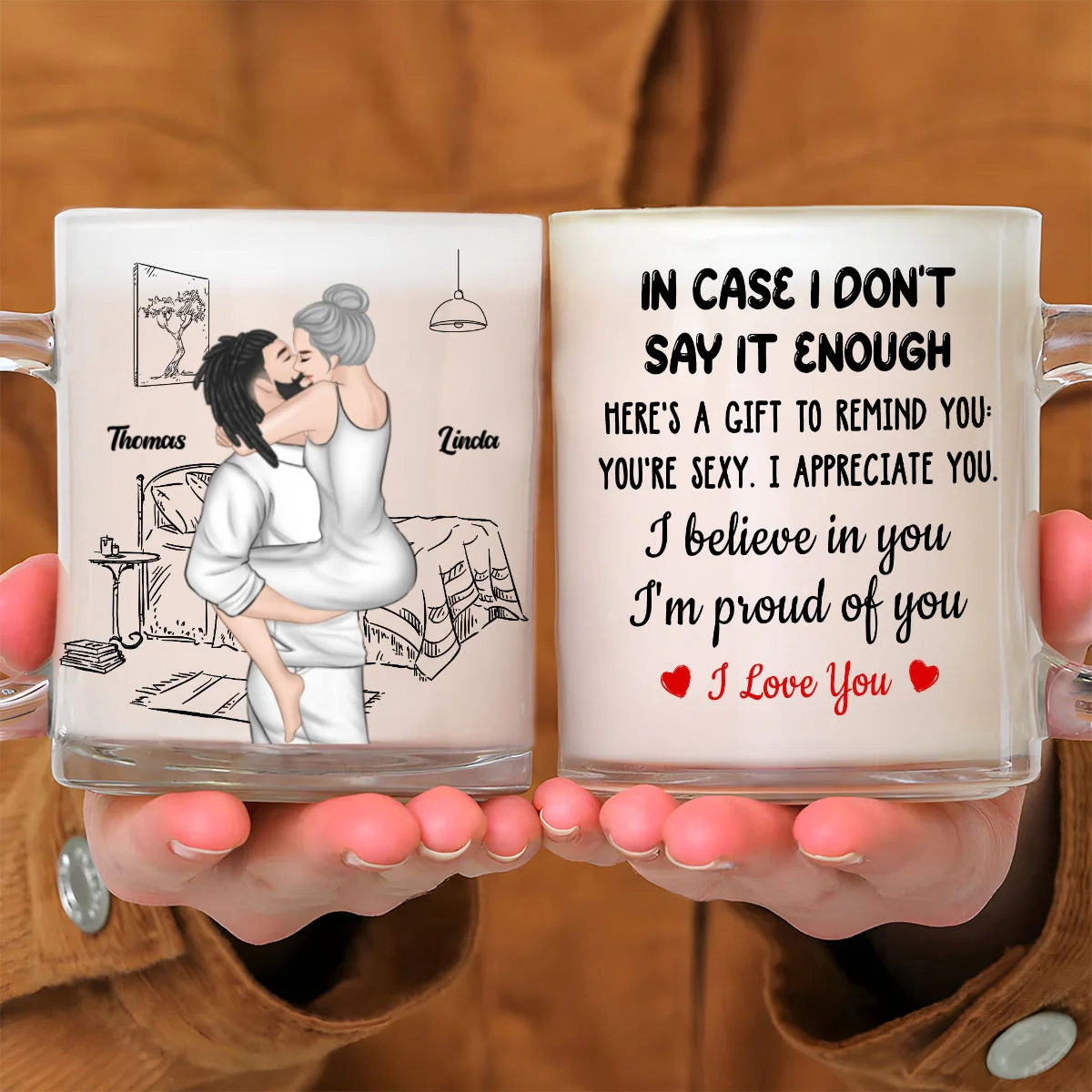 I Believe In You - Personalized Custom Glass Mug - Image 6