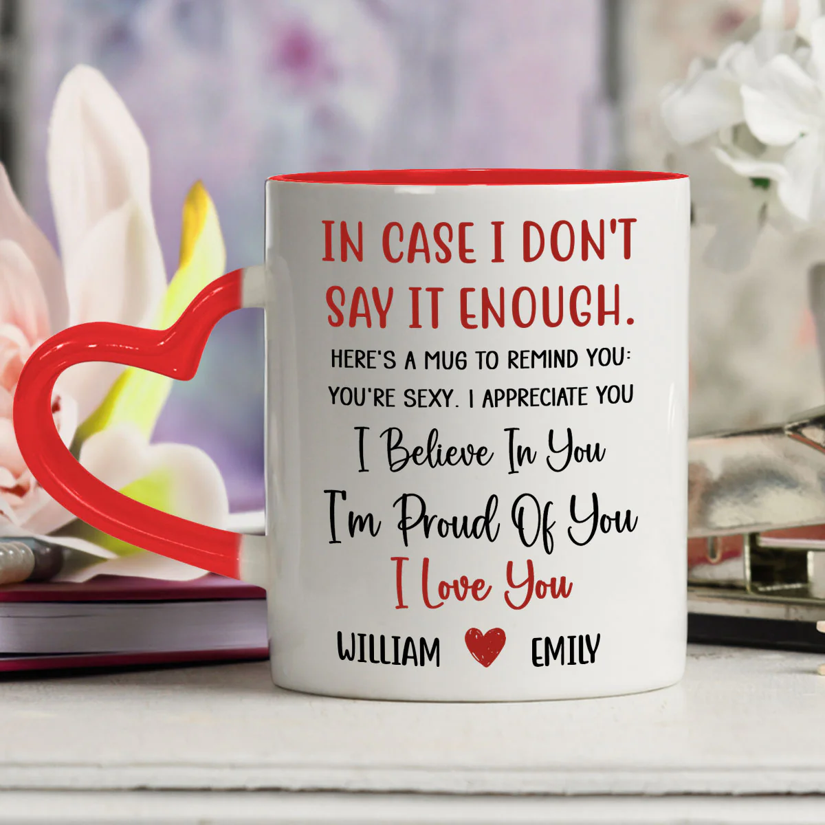 I Believe In You - Personalized Custom Heart Handle Mug - Image 3