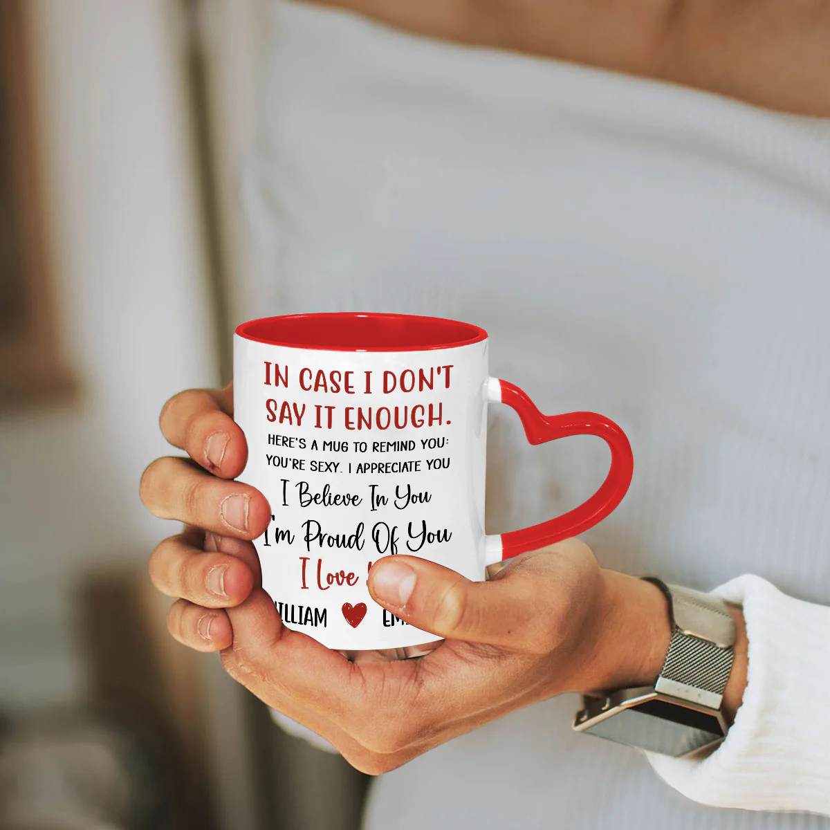 I Believe In You - Personalized Custom Heart Handle Mug - Image 4