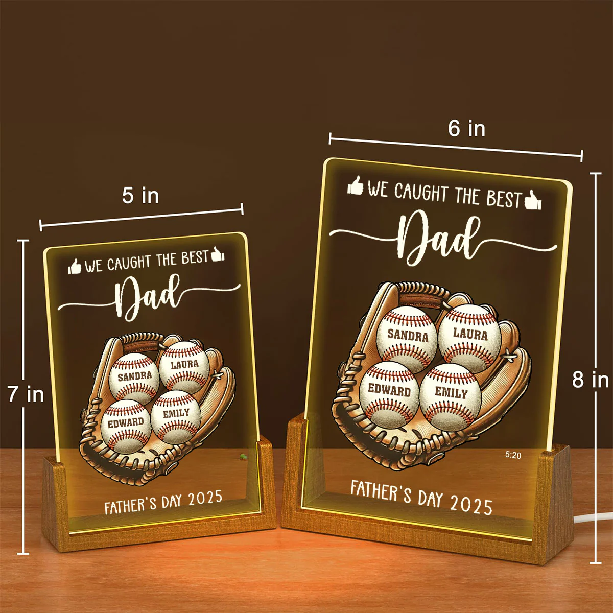 I Caught The Best Dad - Personalized Custom Plaque With Walnut Base - Image 2
