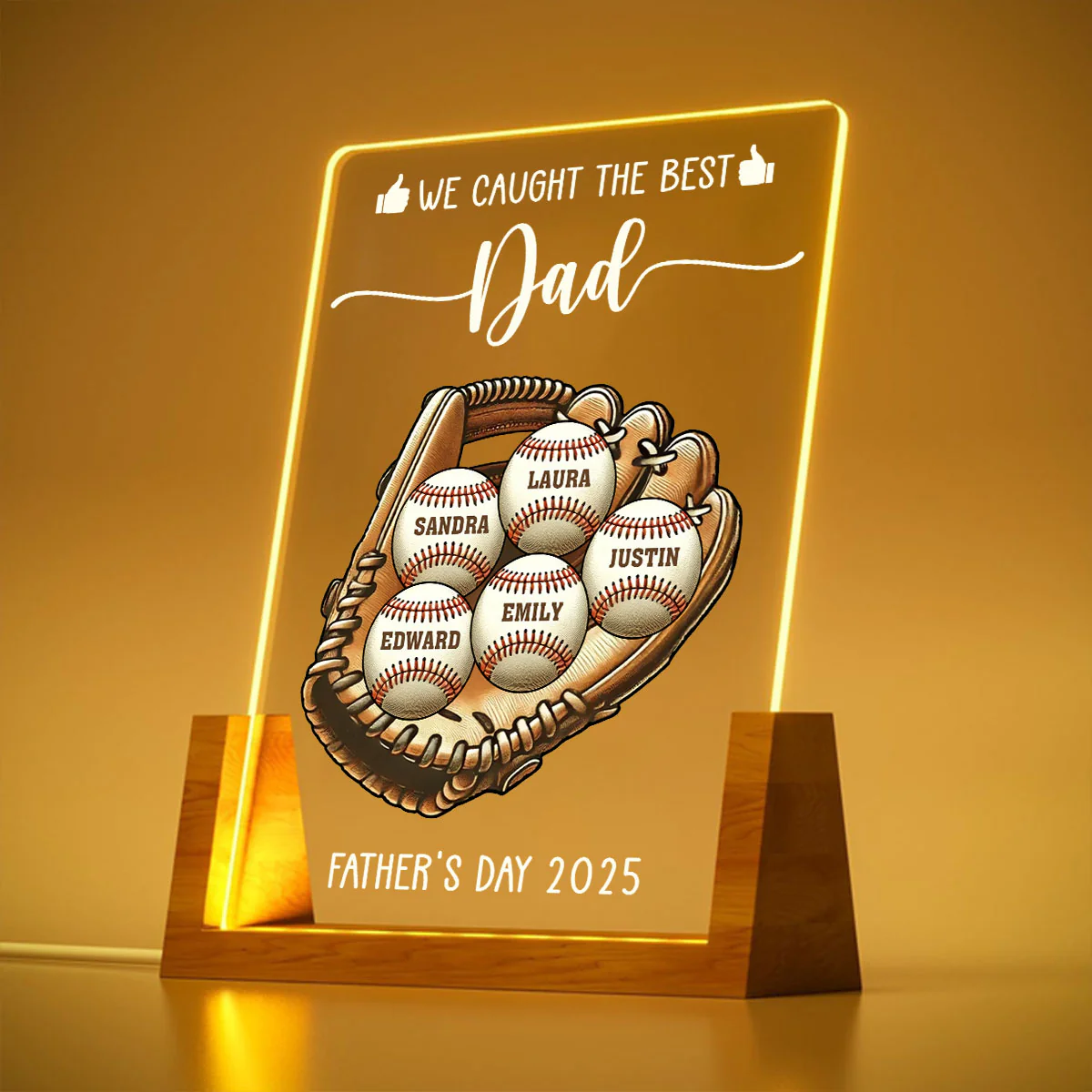 I Caught The Best Dad - Personalized Custom Plaque With Walnut Base - Image 3