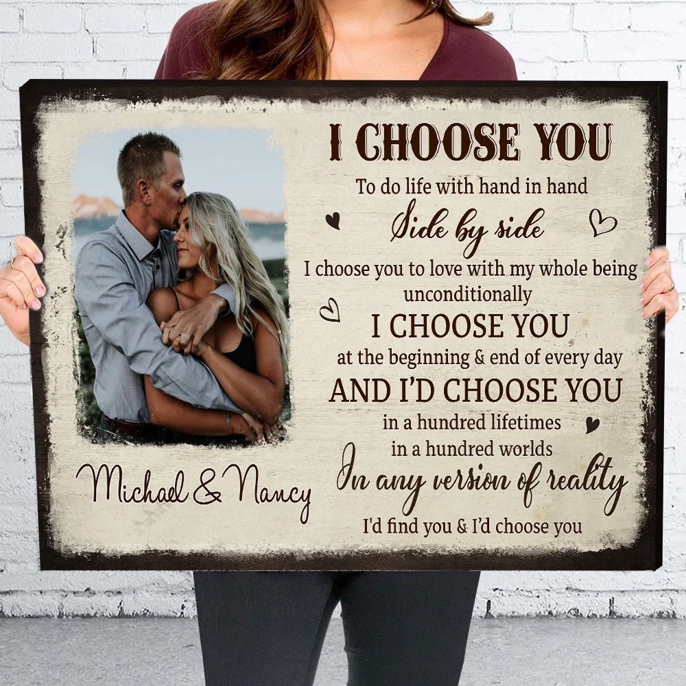 I Choose You From The Beginning - Personalized Custom Photo Canvas Print - Image 3