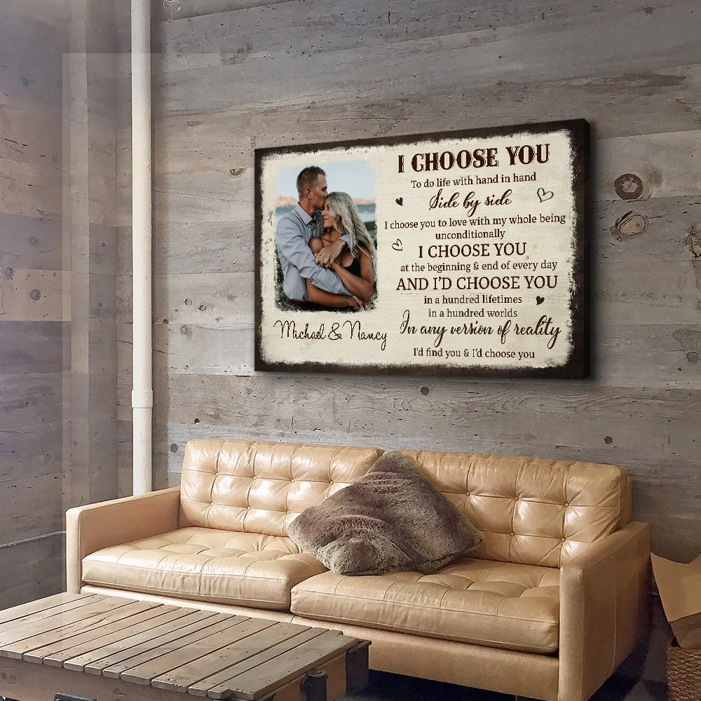 I Choose You From The Beginning - Personalized Custom Photo Canvas Print - Image 4